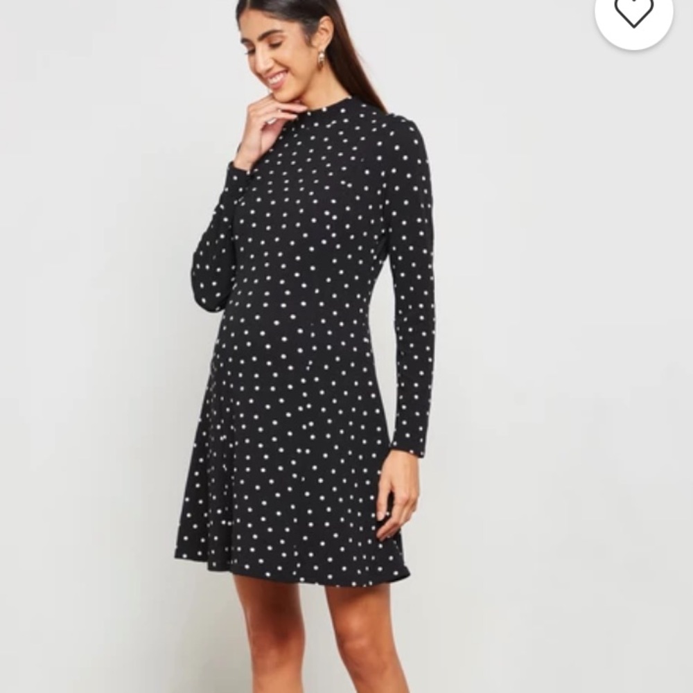 Dorothy Perkins Maternity Polka Dots High Neck Fit & Flare Dress Size M